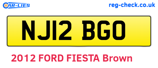 NJ12BGO are the vehicle registration plates.