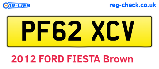 PF62XCV are the vehicle registration plates.