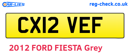 CX12VEF are the vehicle registration plates.