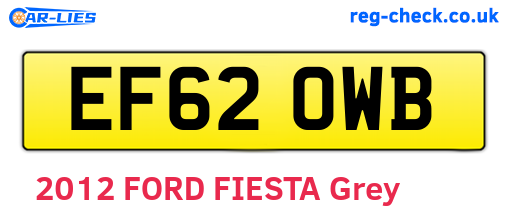 EF62OWB are the vehicle registration plates.