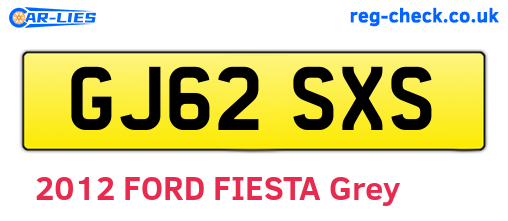 GJ62SXS are the vehicle registration plates.