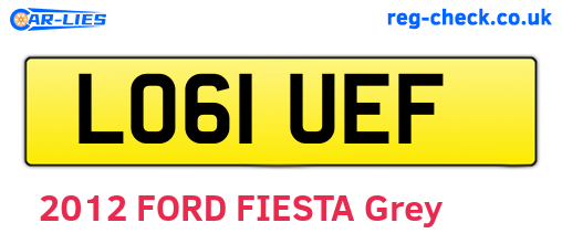 LO61UEF are the vehicle registration plates.