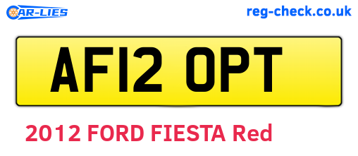 AF12OPT are the vehicle registration plates.