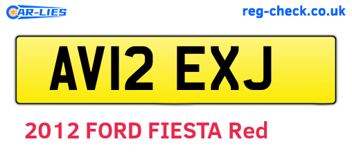 AV12EXJ are the vehicle registration plates.