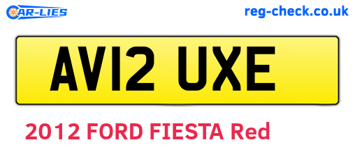 AV12UXE are the vehicle registration plates.