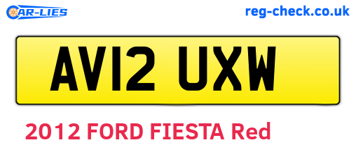 AV12UXW are the vehicle registration plates.