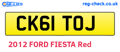 CK61TOJ are the vehicle registration plates.