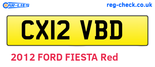 CX12VBD are the vehicle registration plates.