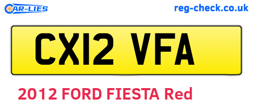 CX12VFA are the vehicle registration plates.