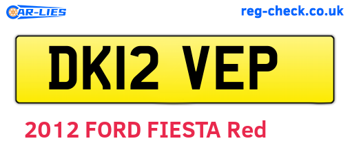 DK12VEP are the vehicle registration plates.
