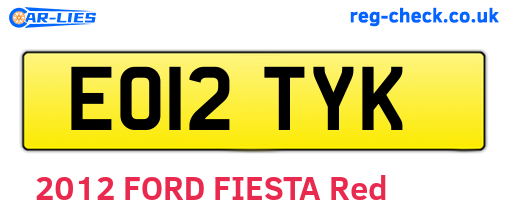 EO12TYK are the vehicle registration plates.