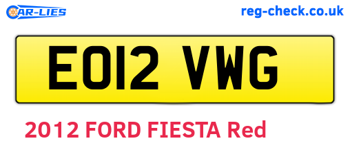 EO12VWG are the vehicle registration plates.