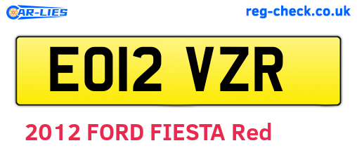 EO12VZR are the vehicle registration plates.