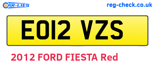 EO12VZS are the vehicle registration plates.