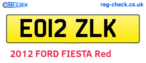 EO12ZLK are the vehicle registration plates.
