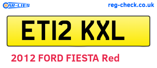ET12KXL are the vehicle registration plates.