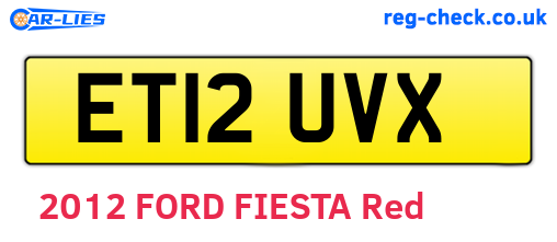 ET12UVX are the vehicle registration plates.