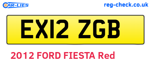EX12ZGB are the vehicle registration plates.