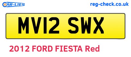 MV12SWX are the vehicle registration plates.