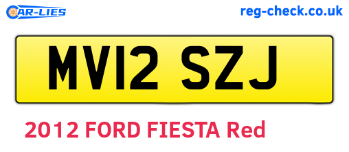 MV12SZJ are the vehicle registration plates.