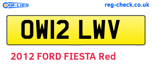 OW12LWV are the vehicle registration plates.