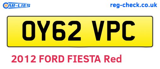 OY62VPC are the vehicle registration plates.