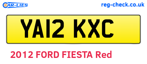 YA12KXC are the vehicle registration plates.