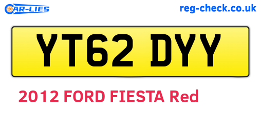 YT62DYY are the vehicle registration plates.