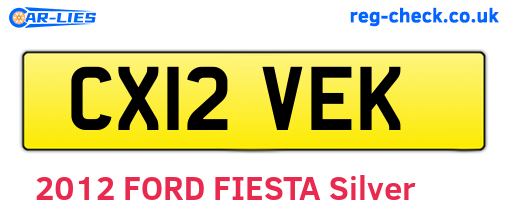 CX12VEK are the vehicle registration plates.