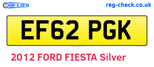 EF62PGK are the vehicle registration plates.
