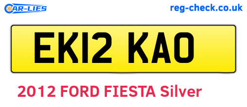 EK12KAO are the vehicle registration plates.
