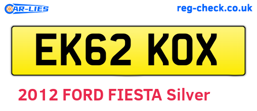 EK62KOX are the vehicle registration plates.