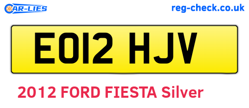 EO12HJV are the vehicle registration plates.