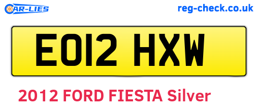 EO12HXW are the vehicle registration plates.