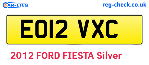 EO12VXC are the vehicle registration plates.