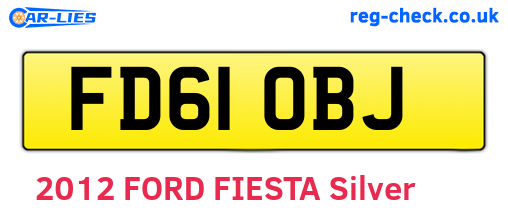 FD61OBJ are the vehicle registration plates.