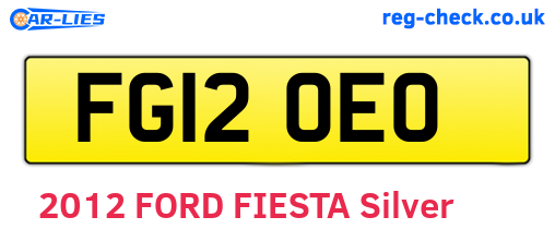 FG12OEO are the vehicle registration plates.