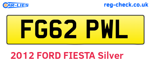 FG62PWL are the vehicle registration plates.