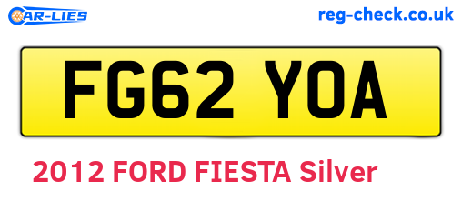 FG62YOA are the vehicle registration plates.