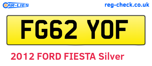 FG62YOF are the vehicle registration plates.
