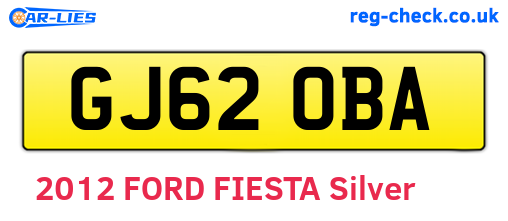 GJ62OBA are the vehicle registration plates.