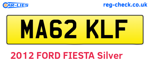 MA62KLF are the vehicle registration plates.