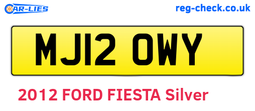 MJ12OWY are the vehicle registration plates.
