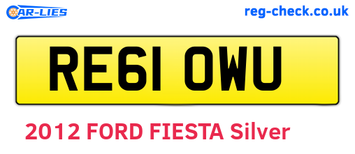 RE61OWU are the vehicle registration plates.