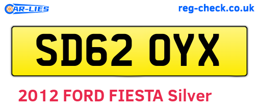 SD62OYX are the vehicle registration plates.