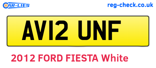 AV12UNF are the vehicle registration plates.