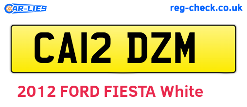 CA12DZM are the vehicle registration plates.