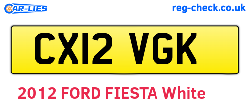 CX12VGK are the vehicle registration plates.