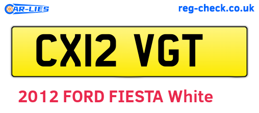 CX12VGT are the vehicle registration plates.