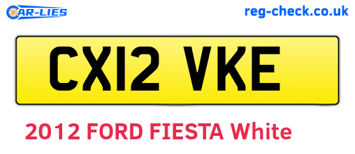 CX12VKE are the vehicle registration plates.